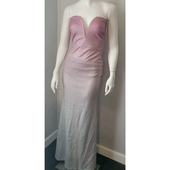 Bump Biddy Maternity Formal Dress Gown Womans Sz. S Fades Pink to Silver New - Picture 9 of 15